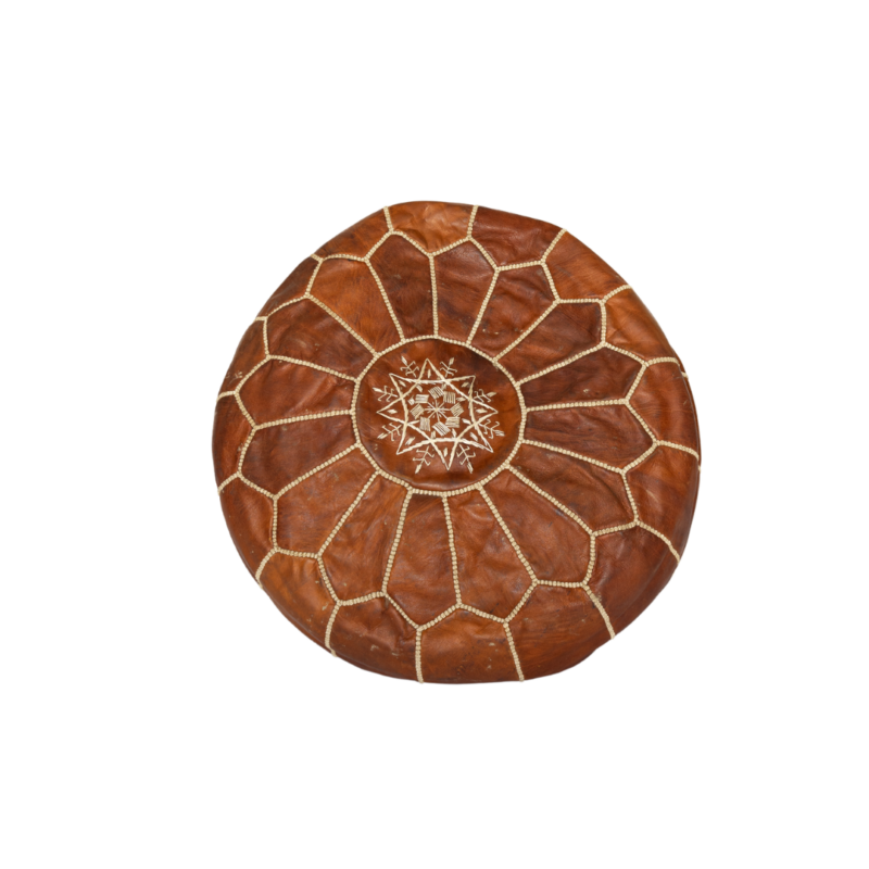 Moroccan Pouf - Brown Round - Image 2