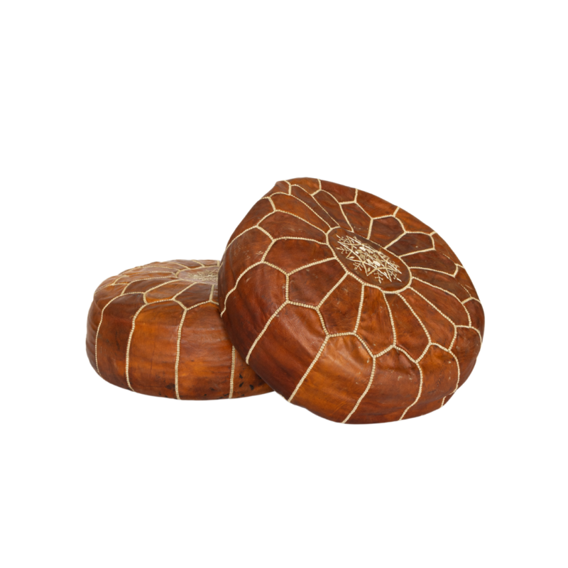 Moroccan Pouf - Brown Round