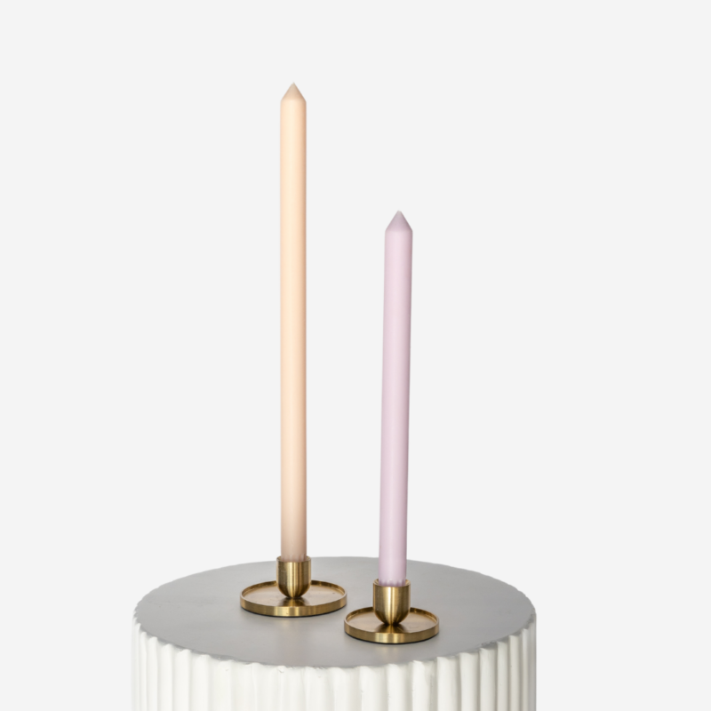 Brushed Gold Candle Holders With Soft Pastels Taper Duo 2