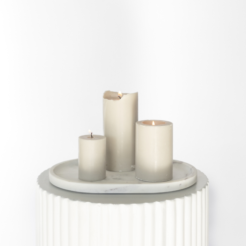 Marble Palte With Eucalypt Pillar Candle Trio