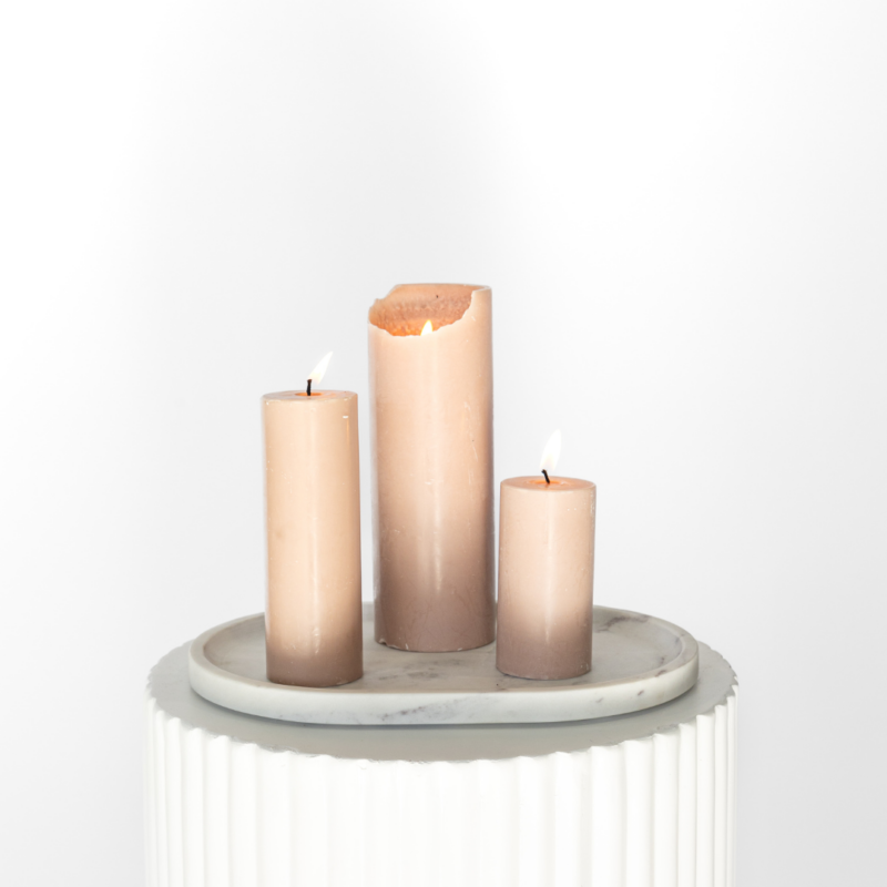 Marble Plate With Latter Pillar Candle Trio