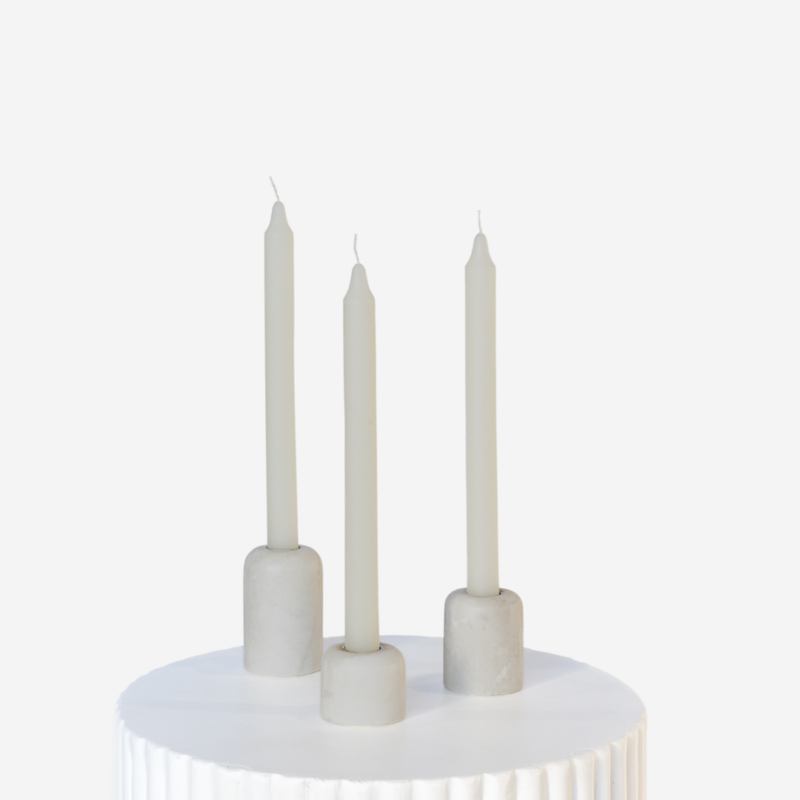 Marble Taper Holders With Ivory Candle Trio 3