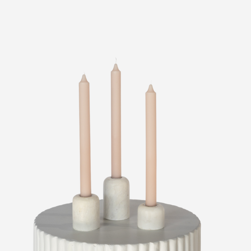 Marble Taper Holders With Latte Candle Trio 3