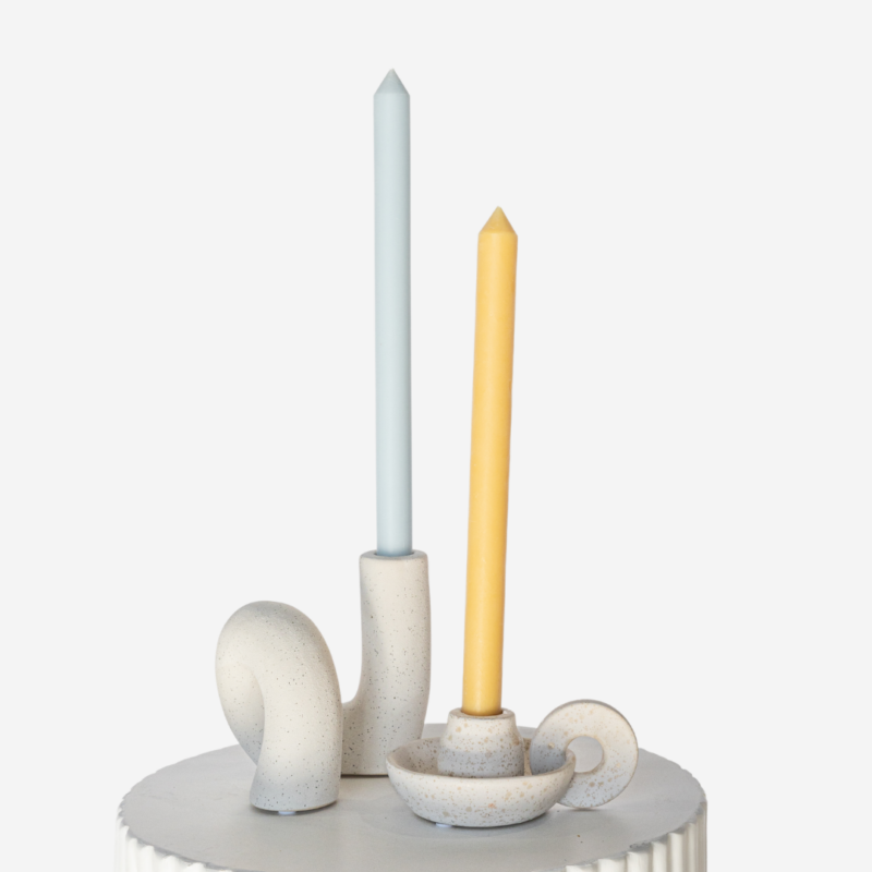 Nordic Candle Holder Set With Summer Pastel Taper Candle Duo 2