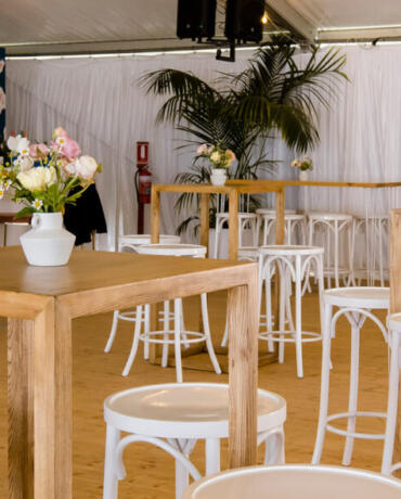 Elm Bar Table with White Bentwoods