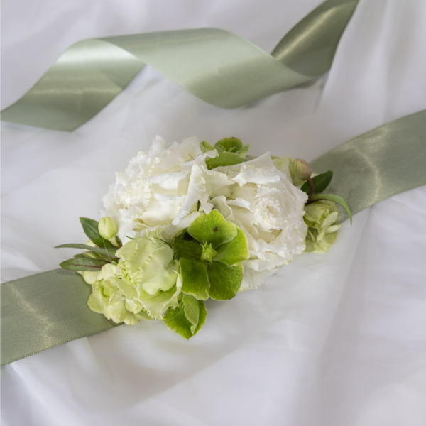 Modern Green & White Corsage