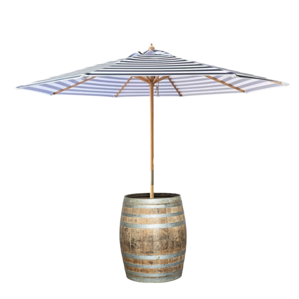 St Tropez Navy Umbrella In Wine Barrel