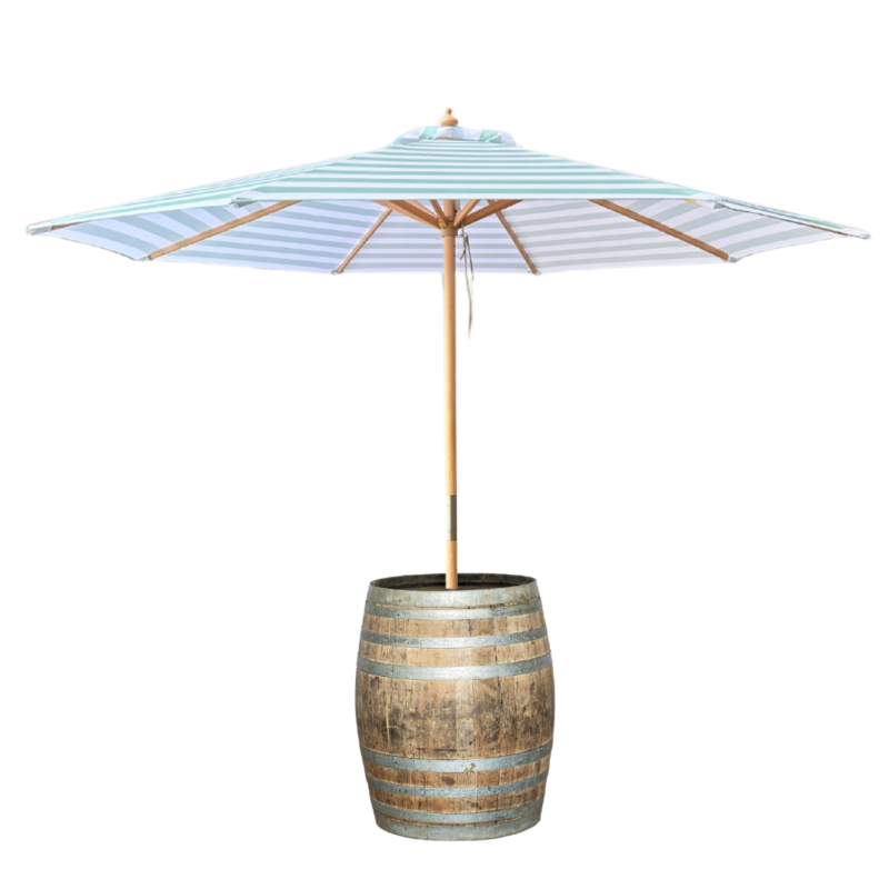 St Tropez Sage Umbrella In Wine Barrel