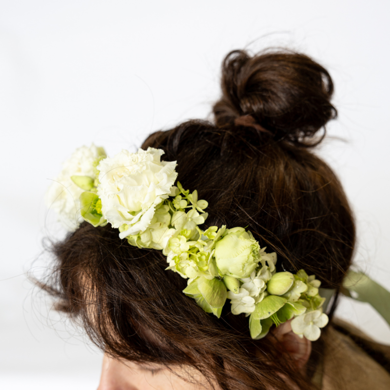 Modern White & Green Flower Crown